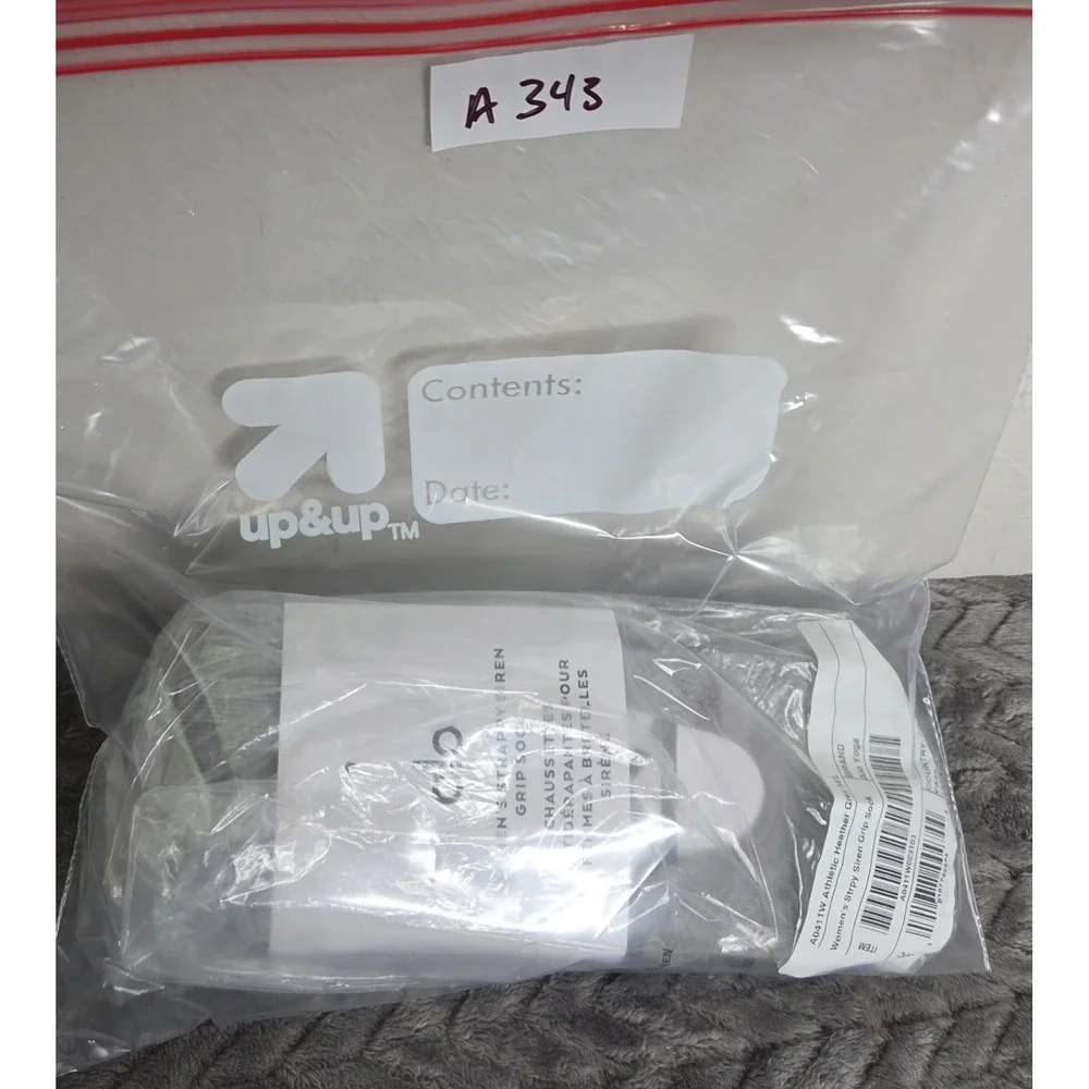 *NEW w/Tag ALO Womens Strappy Siren Grip Sock M/LG 8-11.5 Athletic Heather Grey